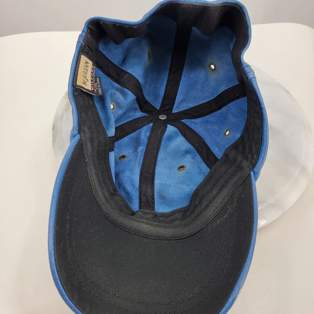 Vintage M Julian Wilsons Blue Genuine Leather Baseball Cap Hat L XL Y2K Street